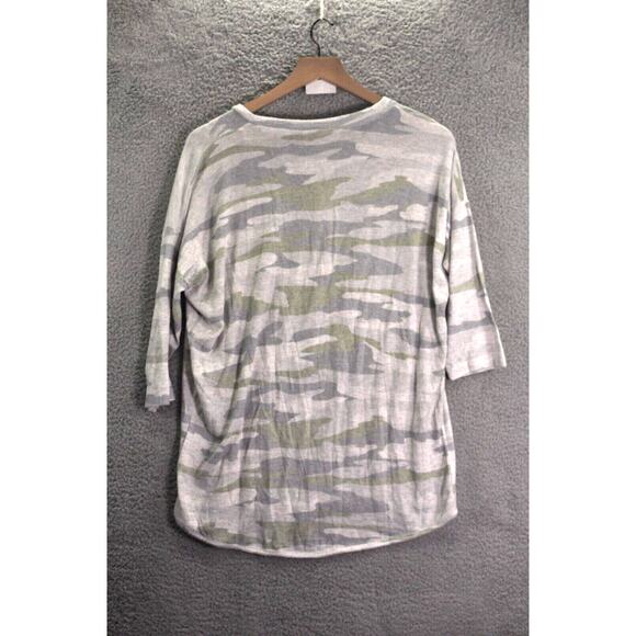 NWT Philosophy Tee Women's Medium Gray Cloud Camo Cozy V-Neck Soft Lounge Top - Picture 6 of 10